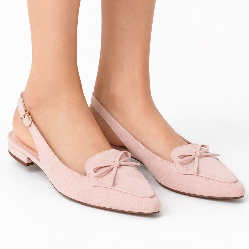 Ann Taylor Vintage Y2K Blush Pink Suede Slingback Loafers Women’s Size 6M